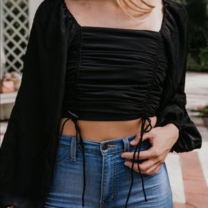 Black ballon sleeved top